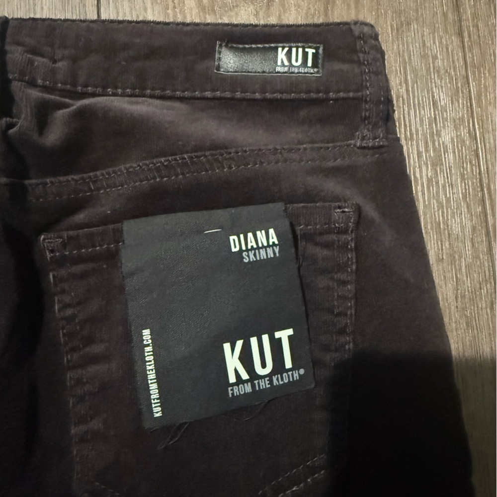 Kut From the Kloth Diana Skinny Corduroy Pants Charcoal Size 00 NWT - Picture 3 of 6